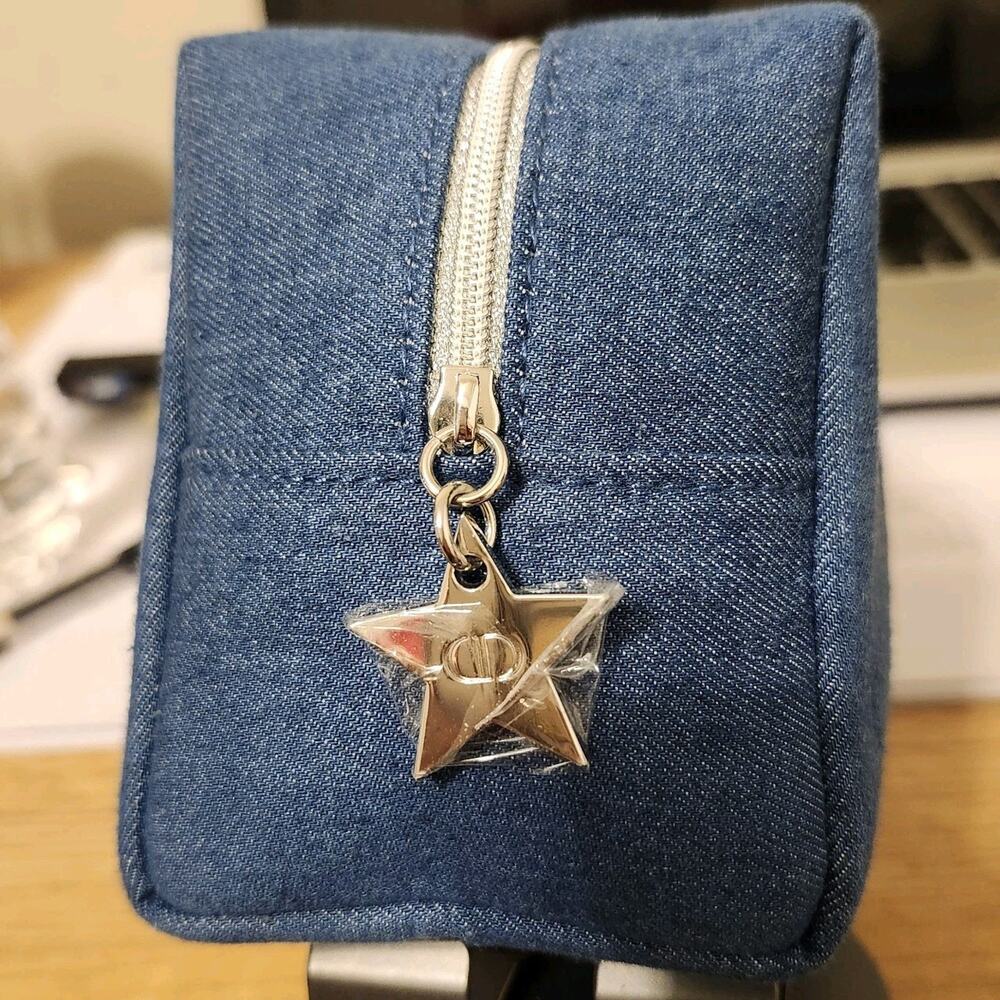 CHRISTIAN DIOR Beauty Denim Cosmetic Pouch Bag Limited Edition New Without Box - Picture 6 of 6